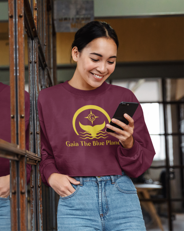 Crewneck Croptop with "Gaia the Blue Planet" - Image 4