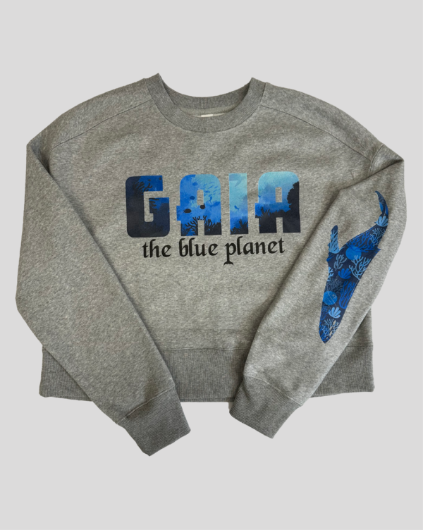 Crewneck Croptop with Ocean-Inspired Design
