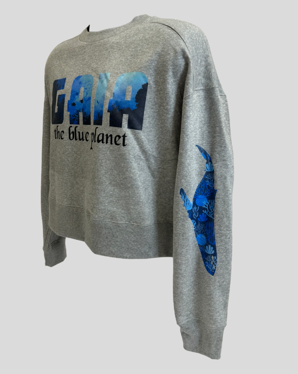 Crewneck Croptop with Ocean-Inspired Design - Image 2