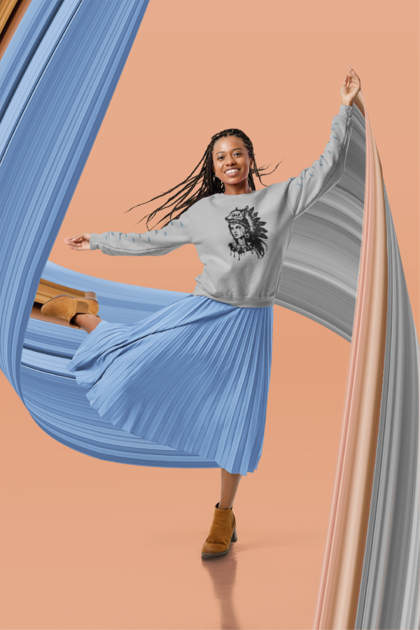 Crewneck Croptop with Powerful and Free Women Design - Image 4