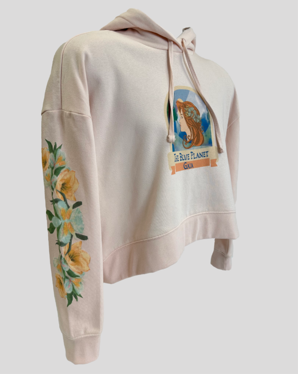 Hoodie Croptop with Mother Nature Design for Women - Image 2