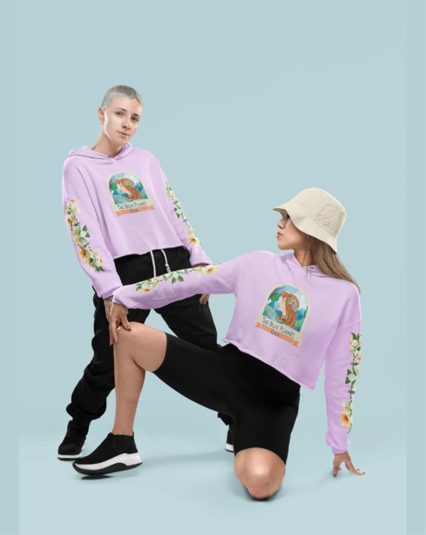 Hoodie Croptop with Mother Nature Design for Women - Image 4