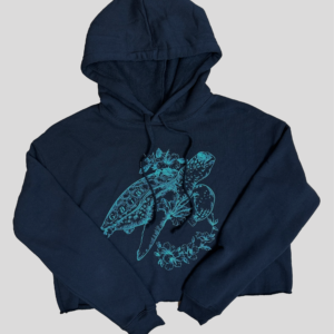 Hoodie Croptop with Turtle Design for Women